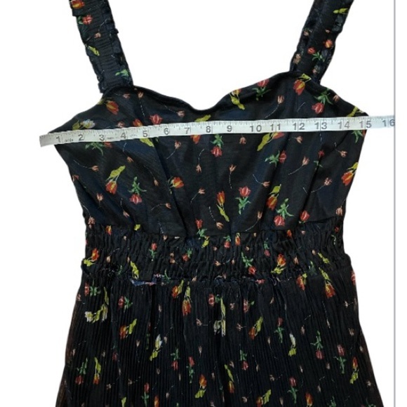 Lapis Pleated Crinkle Floral Black Maxi Dress size small - Picture 6 of 14